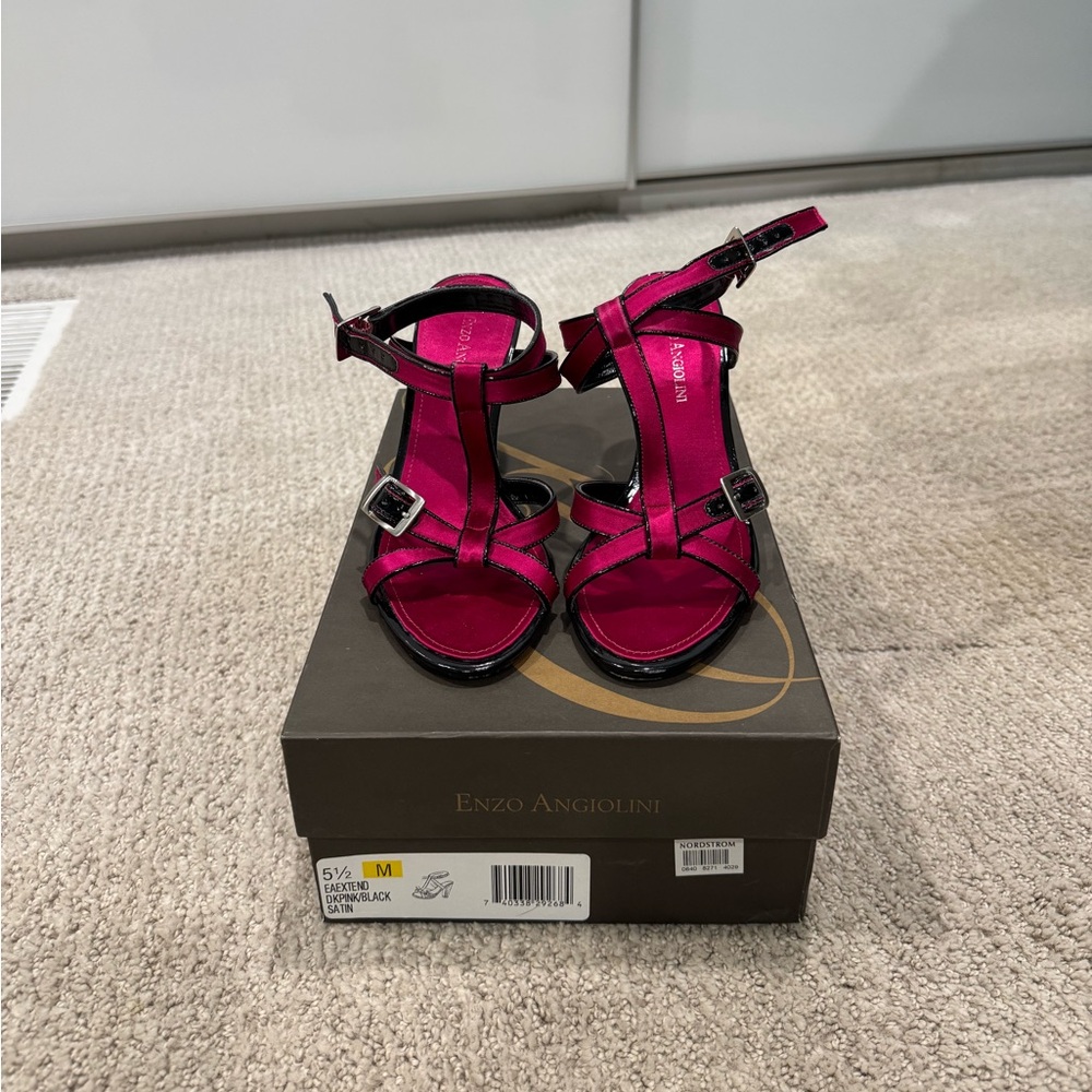 Enzo Angiolini Satin Pink/Black Heels